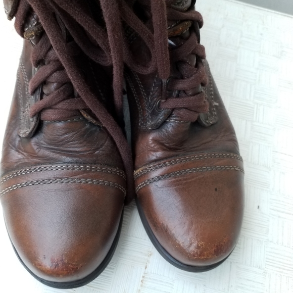 Steve Madden troopa zip and lace up combat brown leather boots 7 - Picture 3 of 10
